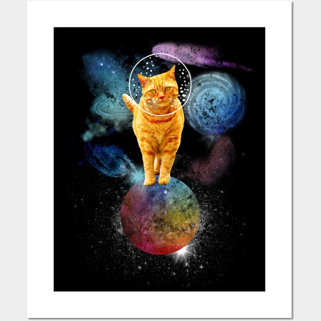 Space Ginger Cat Astronaut Wall Art by VBleshka